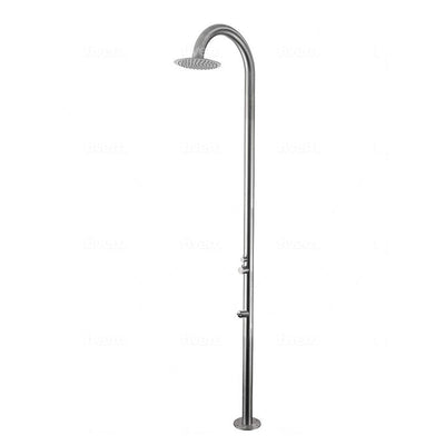 Douche Extérieure Autoportante En Acier Inoxydable - Avec Douche à Effet Pluie Et Robinet de Pied